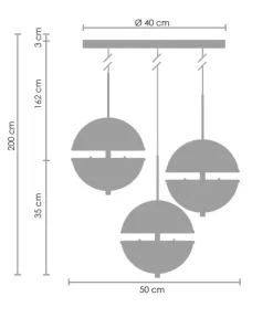 Lampa wisząca SFERA-3 LED złota 50 cm