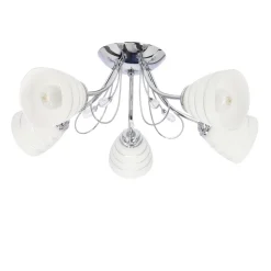 Lampa wisząca Simpli 5*40W E27  chrom z kryształkiem+klosz z paskiem