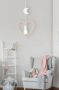 Lampa wisząca Single hm 1x20W E27 iq kids różowy+biały
