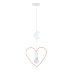 Lampa wisząca Single hm 1x20W E27 iq  kids różowy+biały