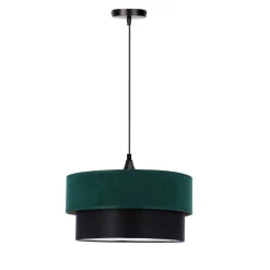 Lampa wisząca Solanto czarny 1x60 E27  abażur duo 35+30 but.zieleńzłoto +czarny
