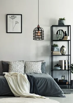 Lampa wisząca Soleto miedziany 1x40W E27  klosz czarny