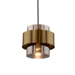 Lampa wisząca Spiega czarny+mosiężny  1x60W E27 klosz dymiony