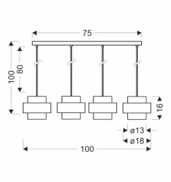 Lampa wisząca Spiega czarny+mosiężny  4x60W E27 klosz dymiony