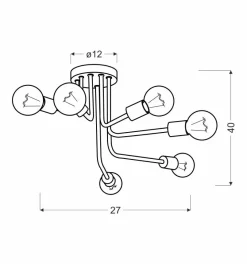 Lampa wisząca Spill 6x60W E27 czarny