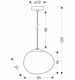 Lampa wisząca STONES czarny 25cm 1x40W  E27 klosz biały