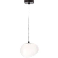 Lampa wisząca STONES czarny 20cm 1x40W  E27 klosz biały