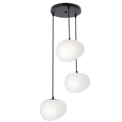 Lampa wisząca STONES talerz czarny 20cm  3x40W E27 klosz biały