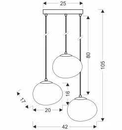 Lampa wisząca STONES talerz czarny 20cm  3x40W E27 klosz biały