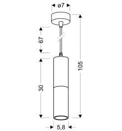 Lampa wisząca Tuba 1x15W GU10 5,8/30  czarno złoty