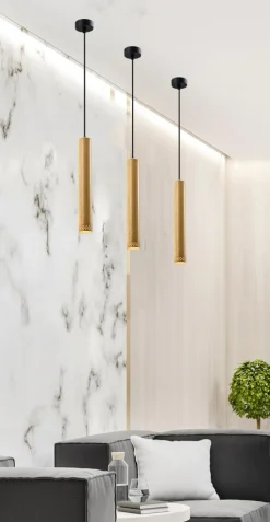 Lampa wisząca Tubo czarny 1x25W GU10  klosz 40cm drewniany