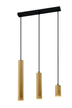 Lampa wisząca Tubo czarny 3x25W GU10  klosz mix drewniany