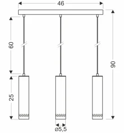 Lampa wisząca Tubo czarny 3x25W GU10  klosz 25cm drewniany