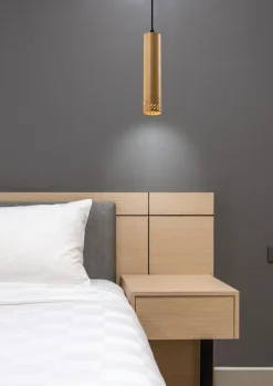 Lampa wisząca Tubo czarny 1x25W GU10  klosz 25cm drewniany