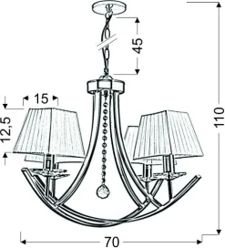 Lampa wisząca Valencia 4x40W E14 patyna  70x110