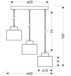 Lampa wisząca Wama czarny 3x40W E27  klosz czarny+srebrny