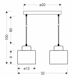 Lampa wisząca Wama czarny 2x40W E27  klosz czarny+srebrny