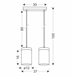 Lampa wisząca Wels czarny+drewniany  2x40W E27 klosz dymiony