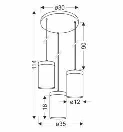 Lampa wisząca Wels talerz  czarny+drewniany 3x40W E27 klosz dymiony