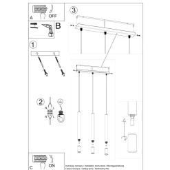 Lampa wisząca WEZYR 3 czarna