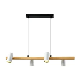 Lampa wisząca Xilo czarny+drewniany  4x25W GU10 klosz biały