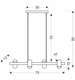 Lampa wisząca Xilo czarny+drewniany  4x25W GU10 klosz biały
