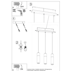 Lampa wisząca ZANE 3 szara
