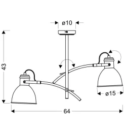 Lampa wisząca Zumba 2x60W E27  biały+czarny
