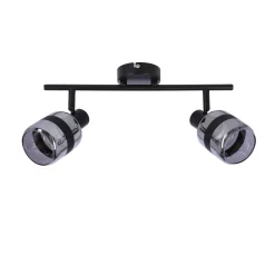 Lampa Yuki lampa listwa czarny matowy 2x15W E14 klosz dymiony