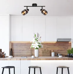 Lampa Yuki lampa listwa czarny matowy  2x15W E14 klosz dymiony