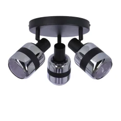 Lampa Yuki lampa plafon czarny matowy 3x15W E14 klosz dymiony