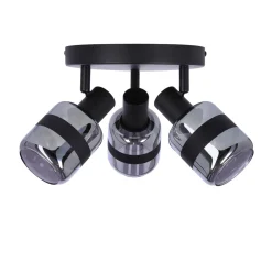 Lampa Yuki lampa plafon czarny matowy  3x15W E14 klosz dymiony