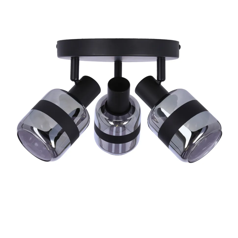 Lampa Yuki lampa plafon czarny matowy 3x15W E14 klosz dymiony