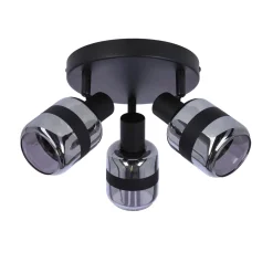 Lampa Yuki lampa plafon czarny matowy 3x15W E14 klosz dymiony