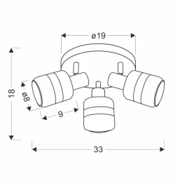 Lampa Yuki lampa plafon czarny matowy 3x15W E14 klosz dymiony