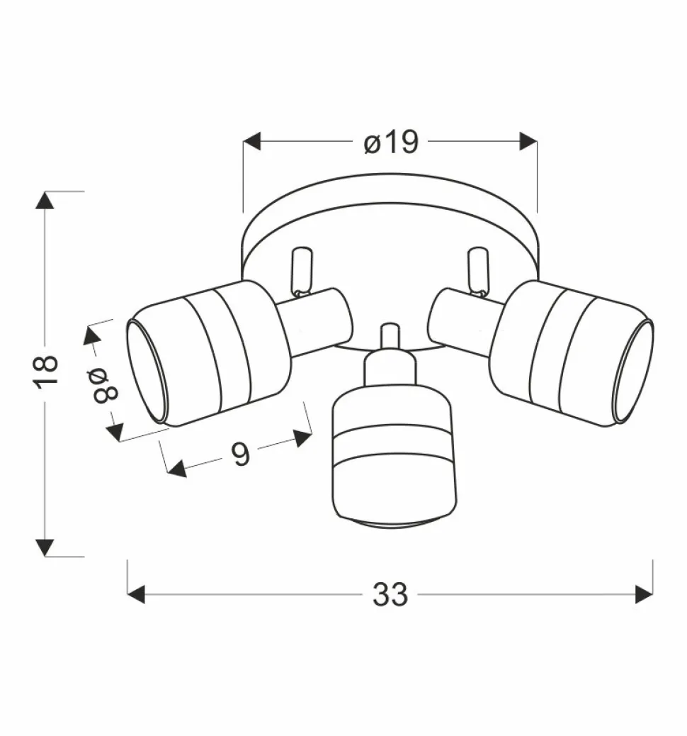 Lampa Yuki lampa plafon czarny matowy 3x15W E14 klosz dymiony