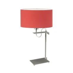 Lampka ALASKA abażur czerwony stelaż srebrny
