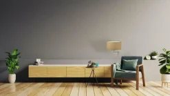 Lampka ALASKA abażur czerwony stelaż srebrny