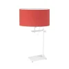 Lampka ALASKA abażur czerwony stelaż biały