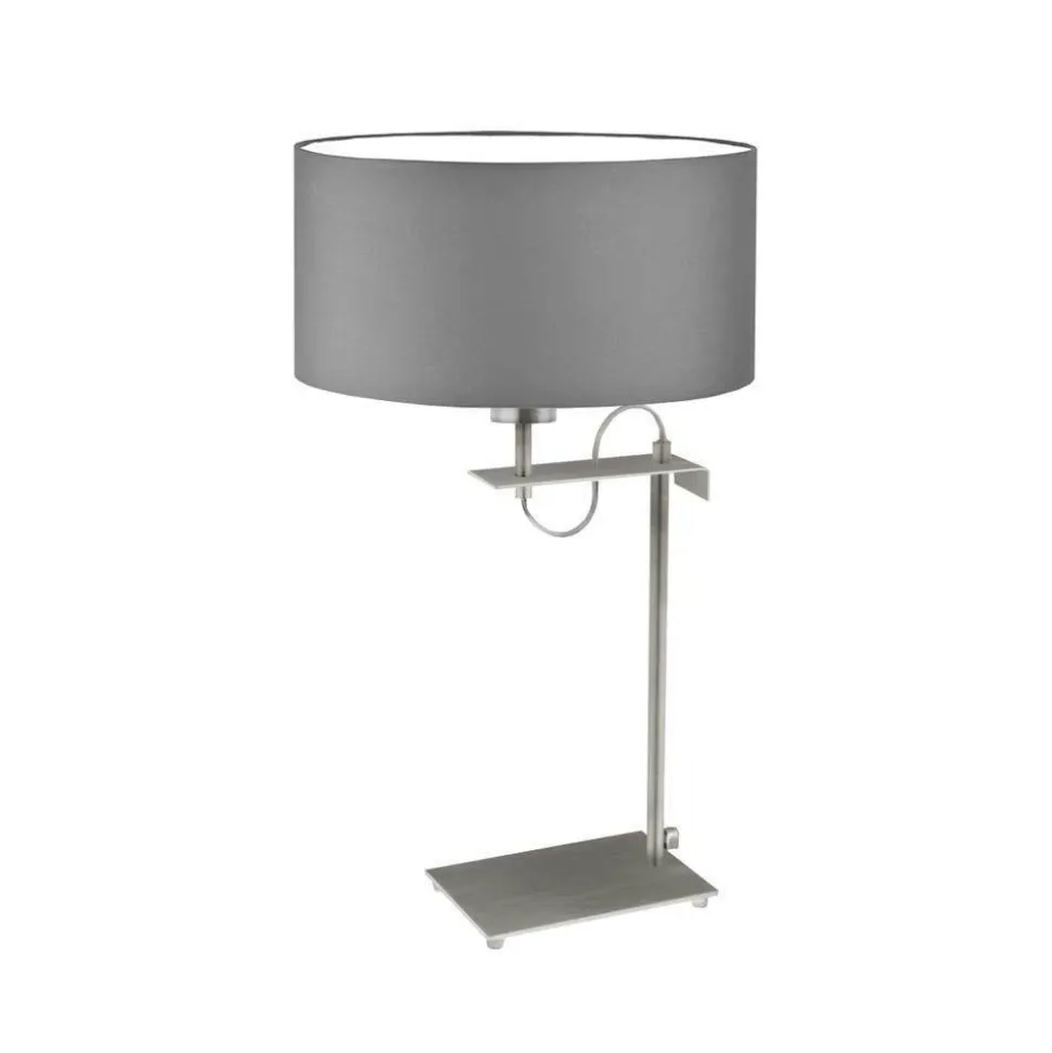 Lampka ALASKA abażur szary stalowy stelaż srebrny