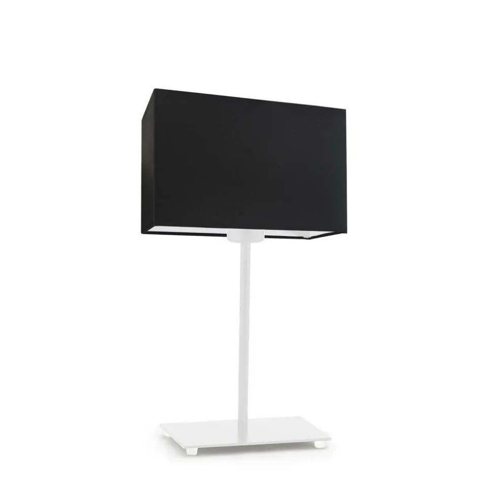 Lampka AMALFI abażur czarny stelaż biały