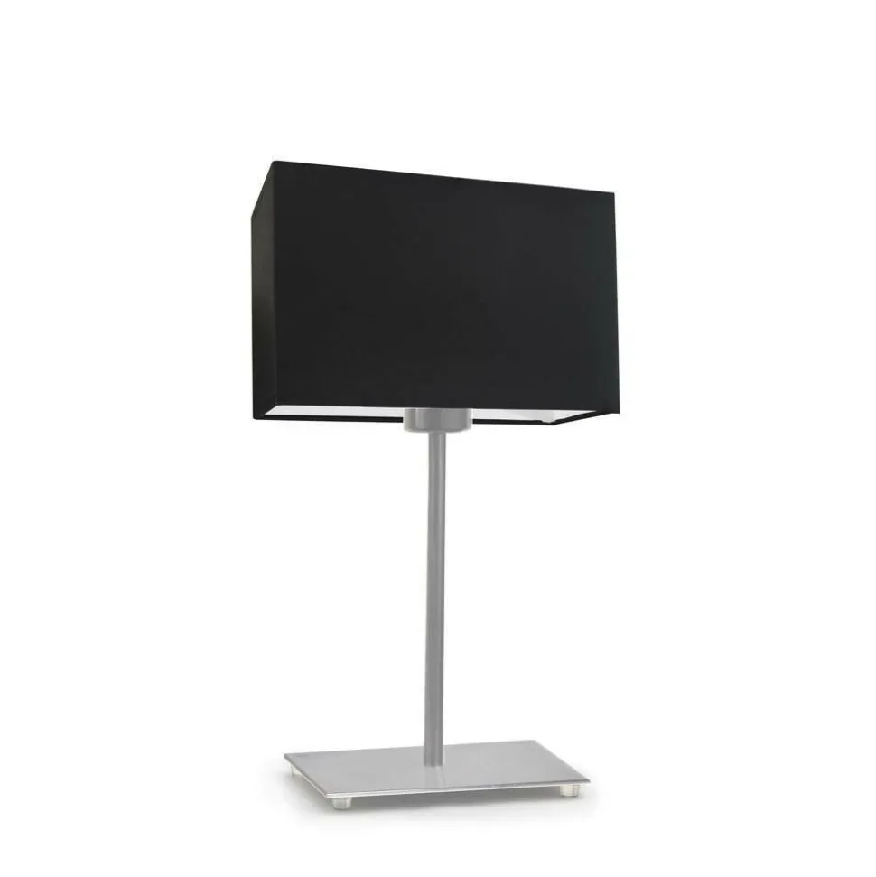 Lampka AMALFI abażur czarny stelaż stal szczotkowana