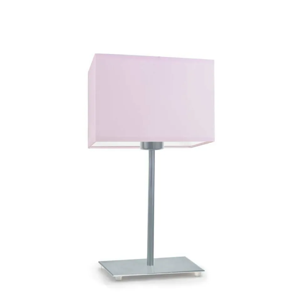 Lampka AMALFI abażur jasny różowy stelaż srebrny