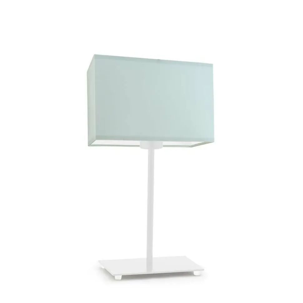 Lampka AMALFI abażur miętowy stelaż biały