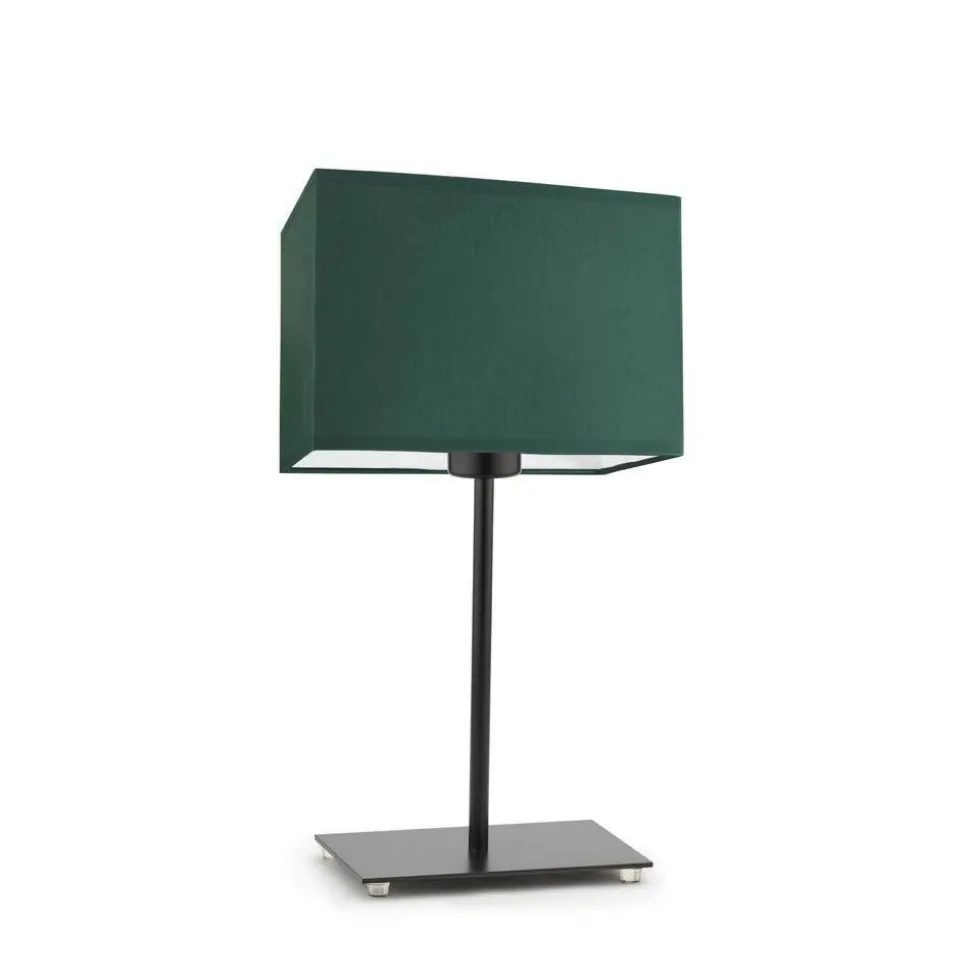 Lampka AMALFI abażur zieleń butelkowa stelaż czarny