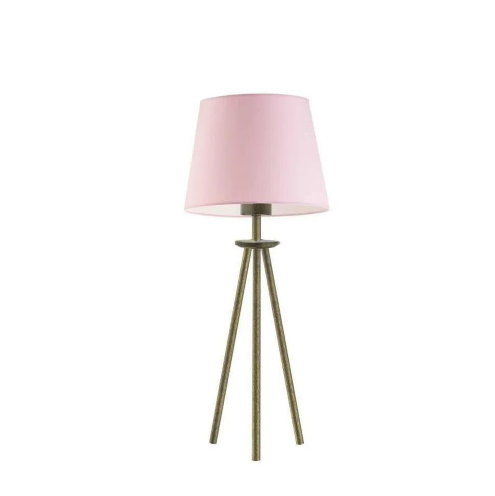 Lampka BERGEN abażur jasny różowy stelaż stare złoto