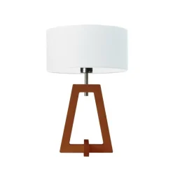 Lampka CLIO abażur biały stelaż mahoniowy