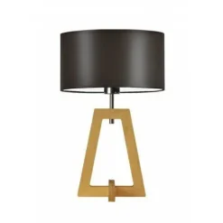 Lampka CLIO abażur brązowy stelaż dębowy