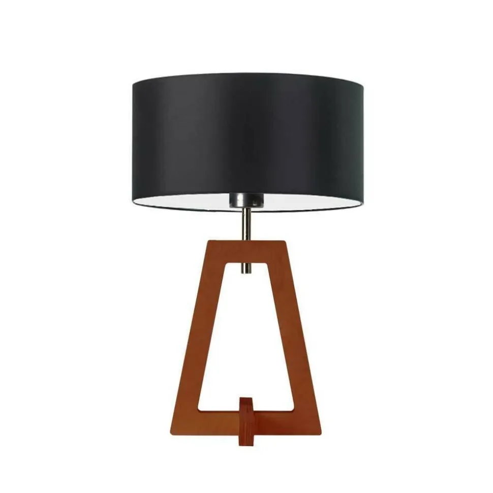 Lampka CLIO abażur czarny stelaż mahoniowy