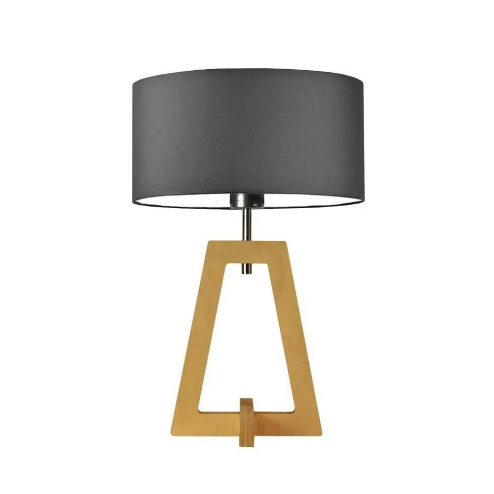 Lampka CLIO abażur grafitowy stelaż dębowy